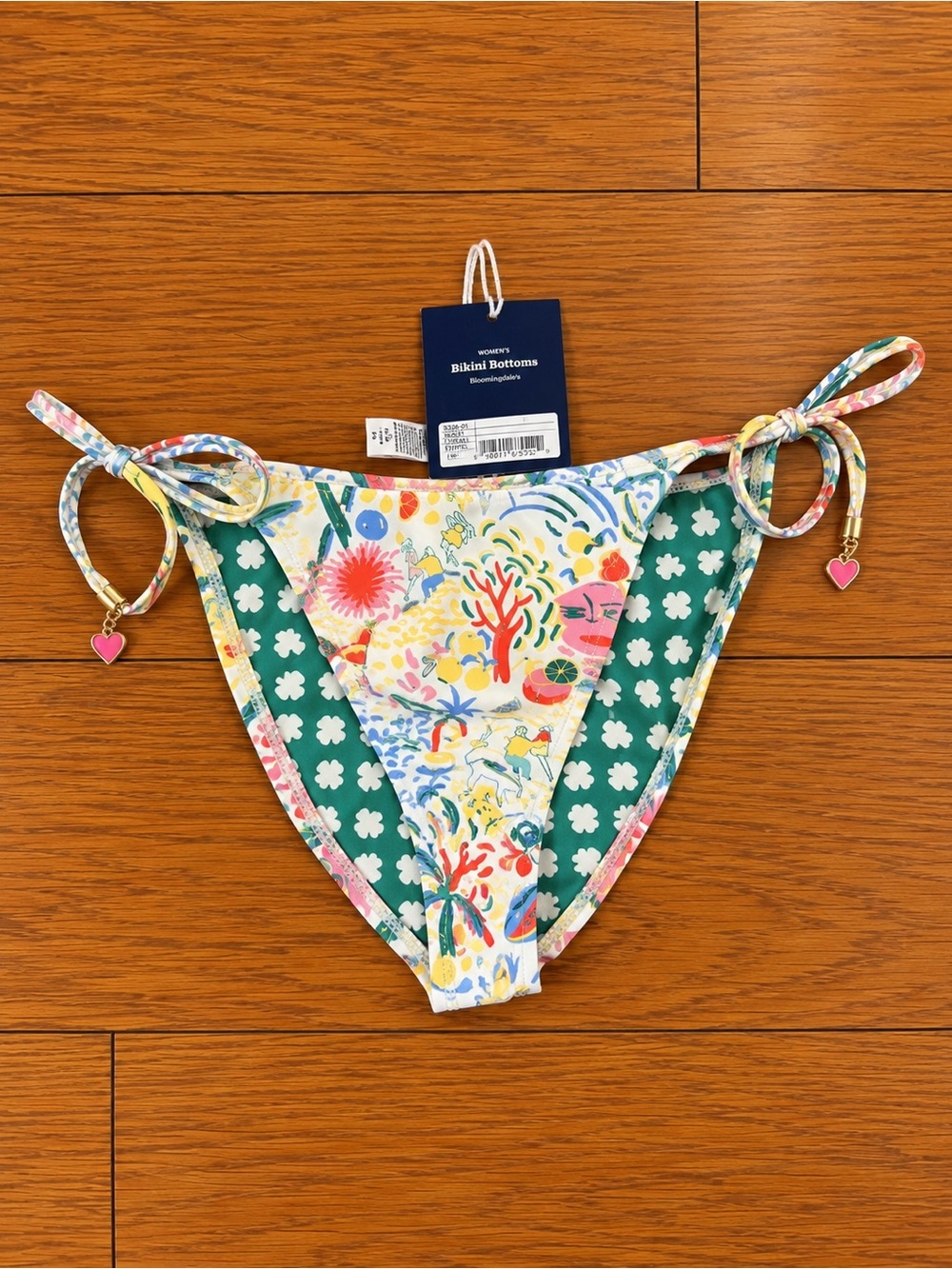 Roller Rabbit Multicolor Floral & Green Clover Tie-Side Bikini Bottoms